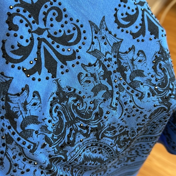 Asymmetrical long tunic by Bianca Nygard, women’s, size L-XL, blue with black - Picture 7 of 7